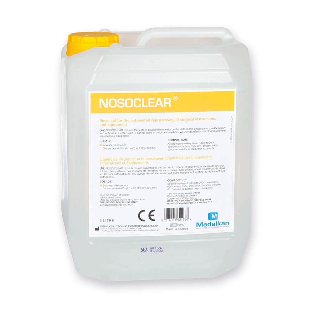 NOSOCLEAR - Liquide de rinçage pour le traitement automatisé des instruments chirurgicaux et équipements